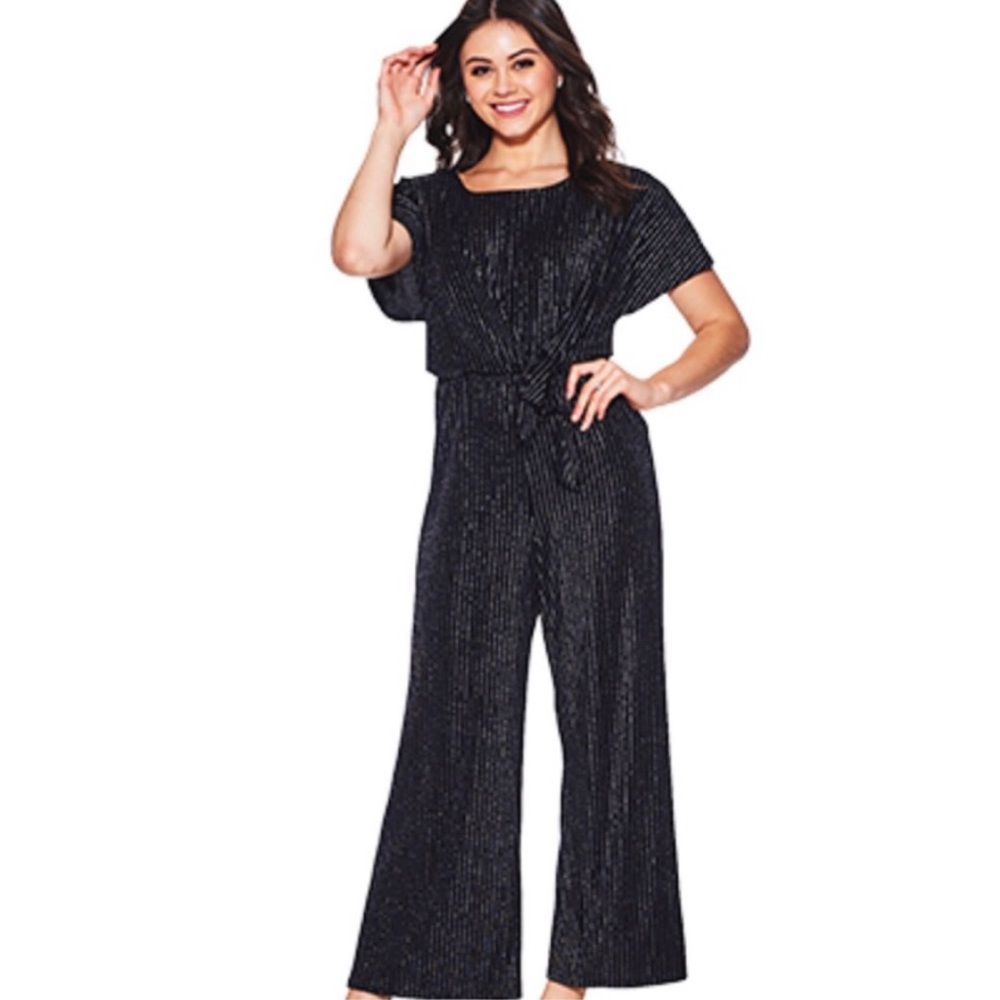 Luxology Metallic Striped Wide Leg Jumpsuit Size M New w/Tag